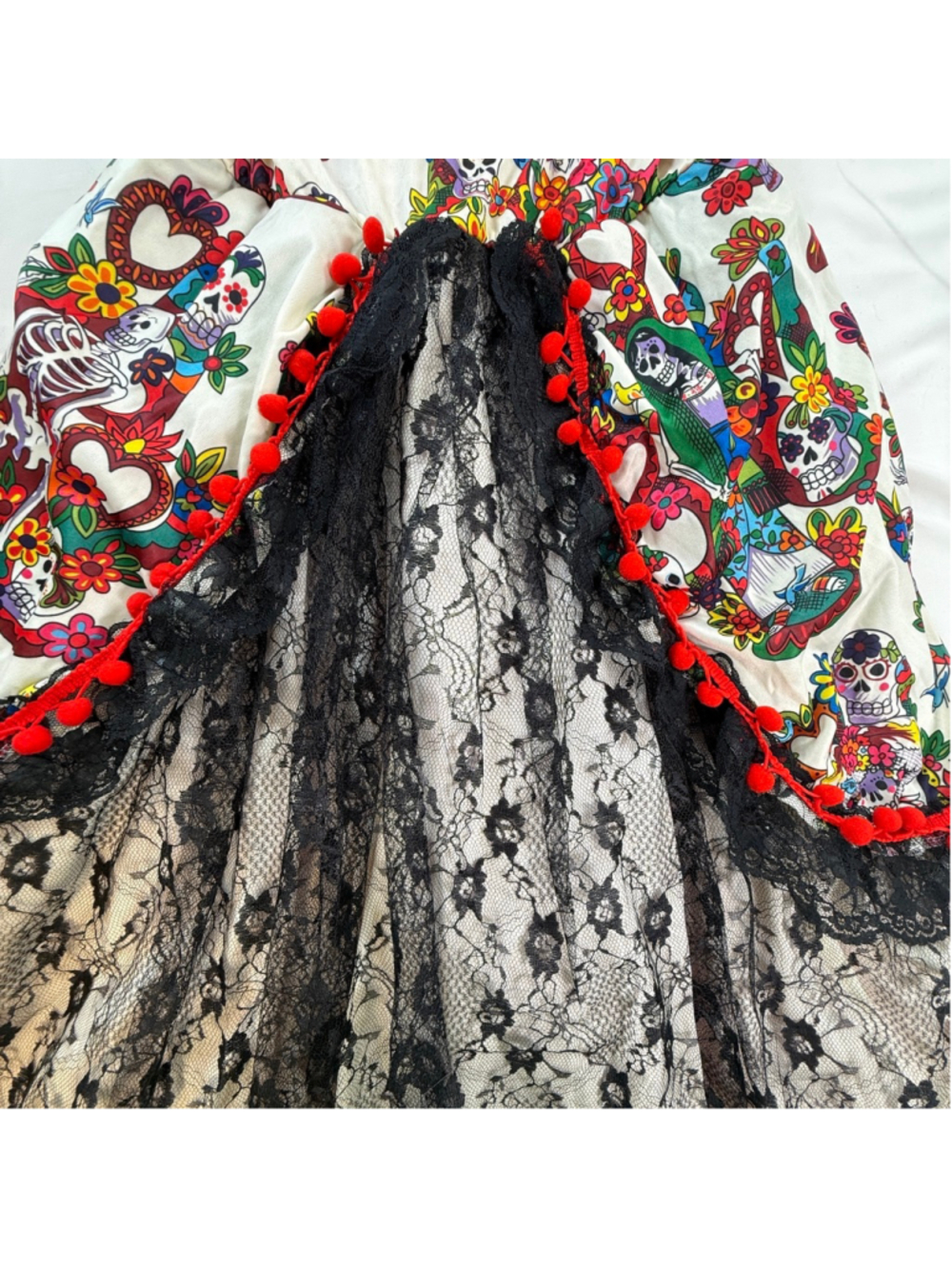 Spirit Day of the Dead Sugar Skull Lace Costume Dress Womens XL Halloween Gothic - Picture 8 of 14